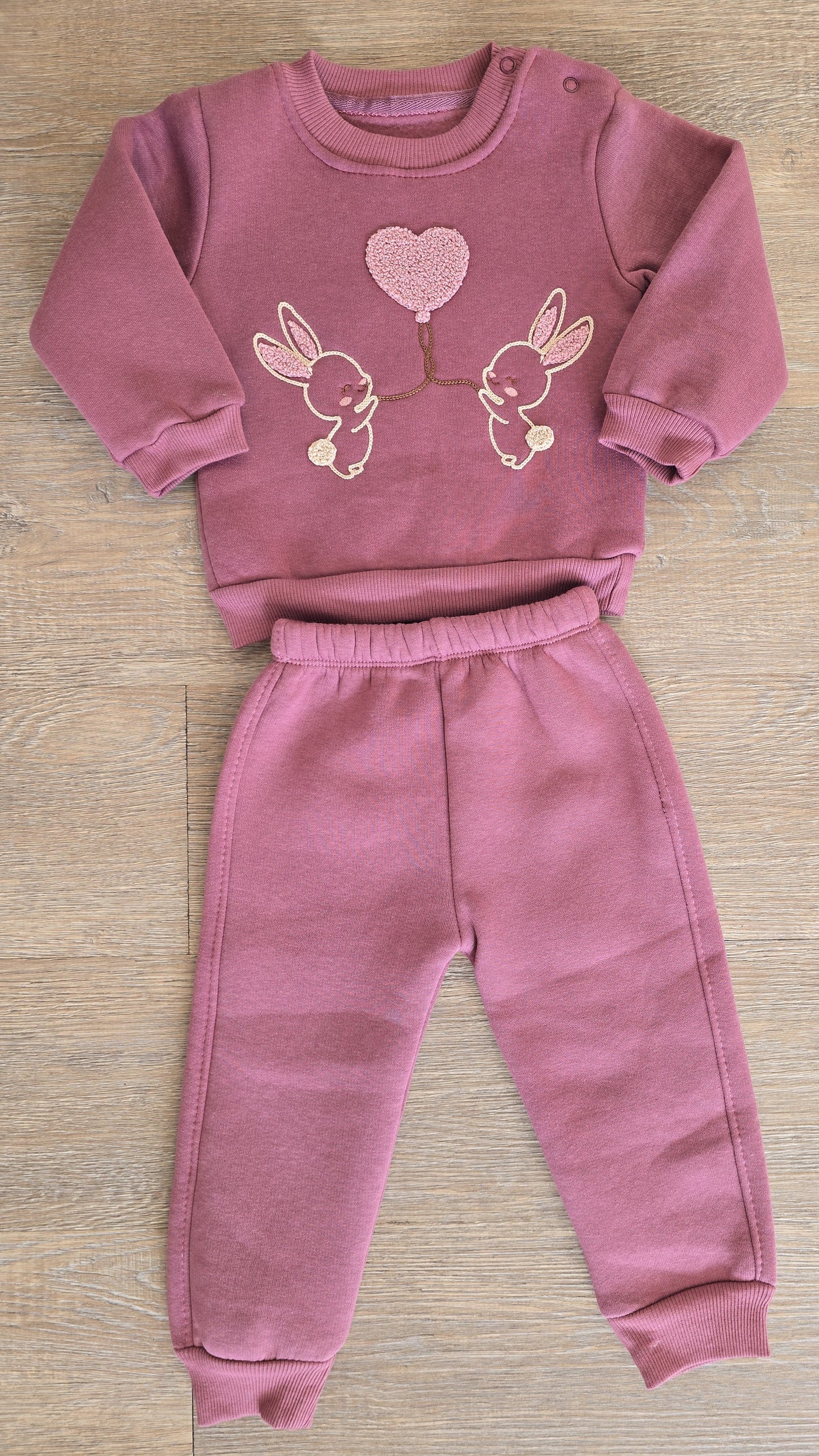 Ensemble bébé fille coton prune brodé taille de 9 à 18 mois ref 767 ALL FOR KIDS