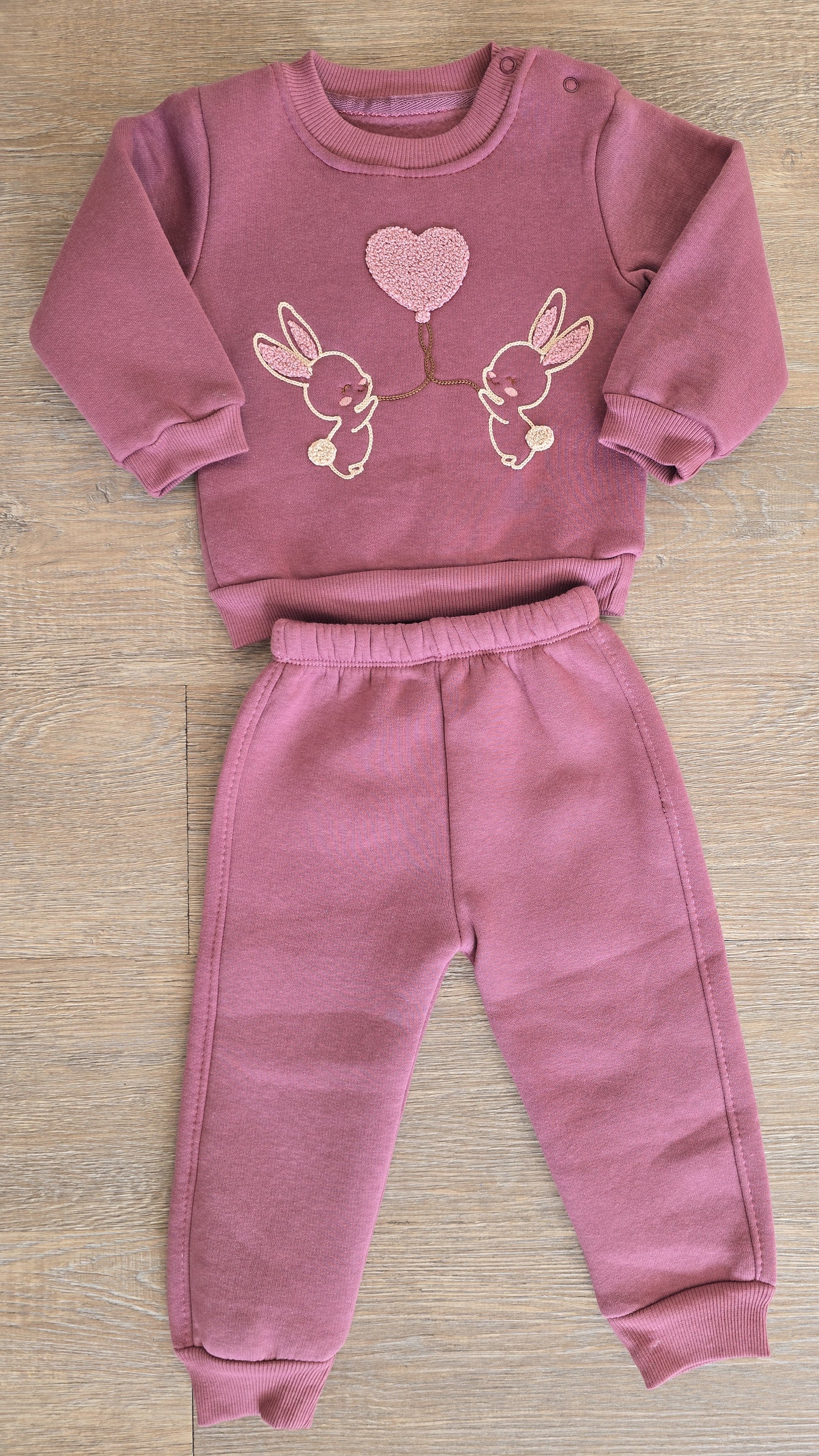 Ensemble bébé fille coton prune brodé taille de 9 à 18 mois ref 767 ALL FOR KIDS