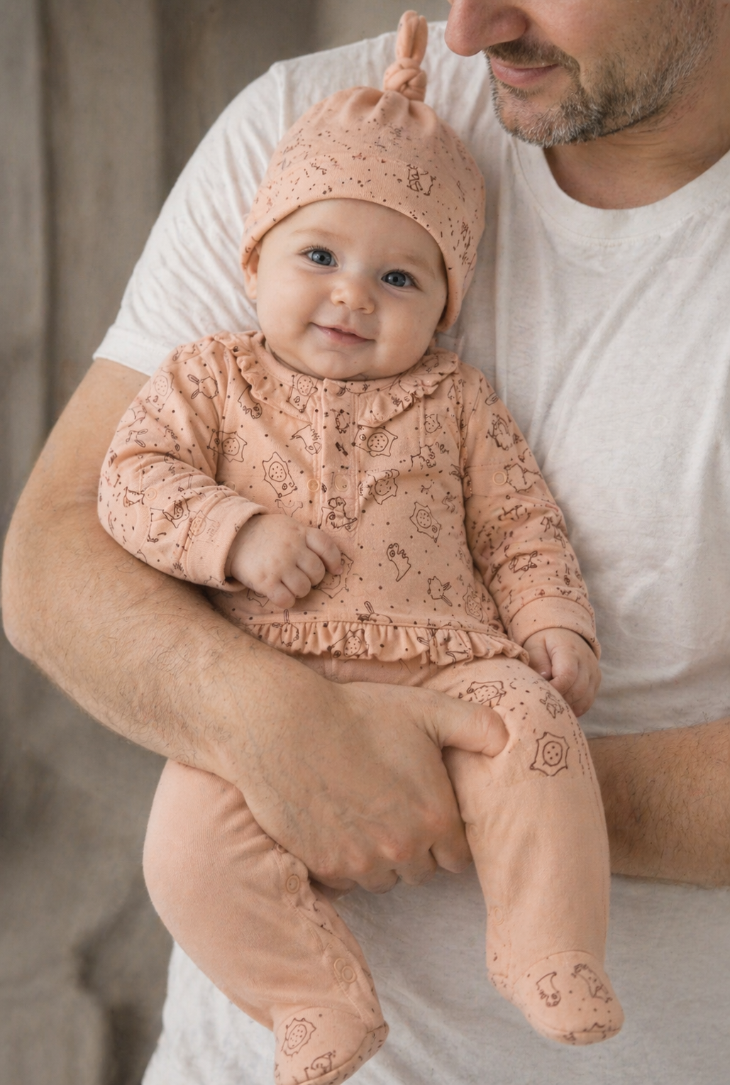Pyjama bébé fille coton avec bonnet en coton taille de 0 à 6 mois ref 8 ALL FOR KIDS