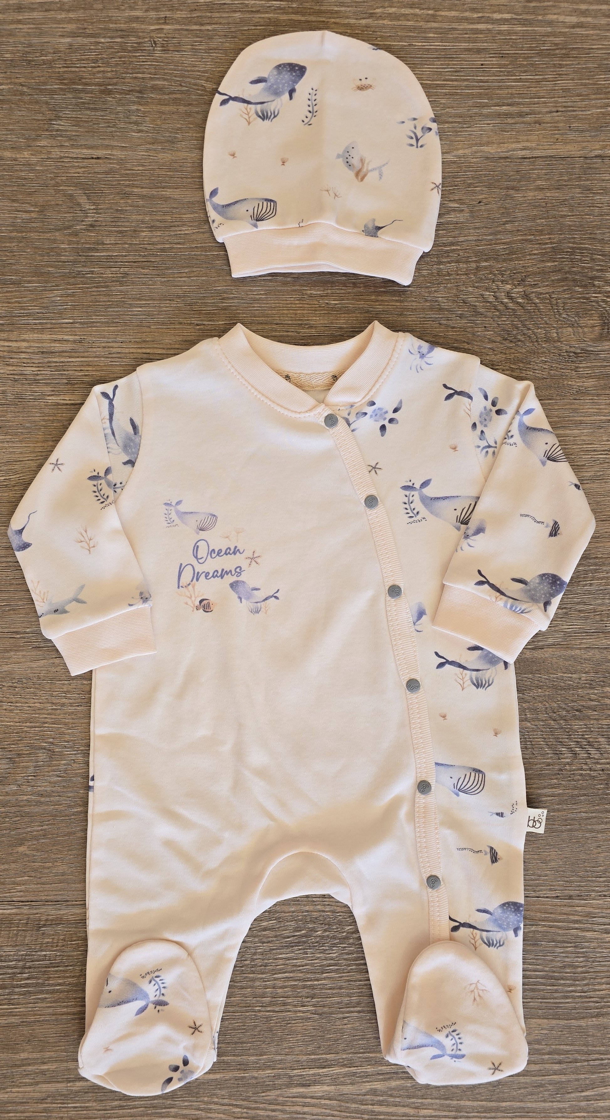 Pyjama bébé garçon avec bonnet coton taille de 0 à 6 mois marin ref 15 ALL FOR KIDS