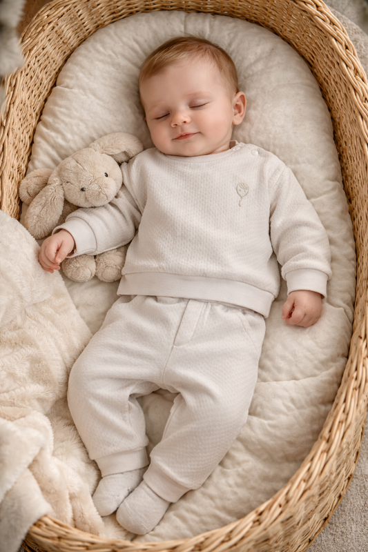 Ensemble bébé garçon 2 pièces écru 100% coton taille de 3 à 12 mois ref 2024