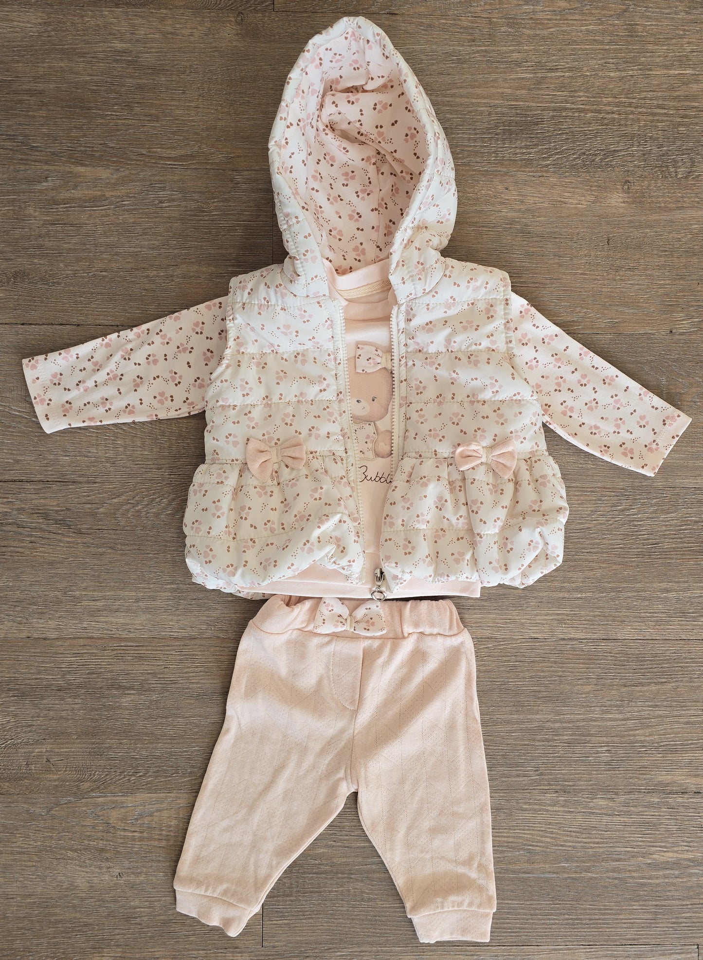 Ensemble bébé fille 3 pièces rose clair  100% coton taille de 6 à 18 mois ref 9100 ALL FOR KIDS