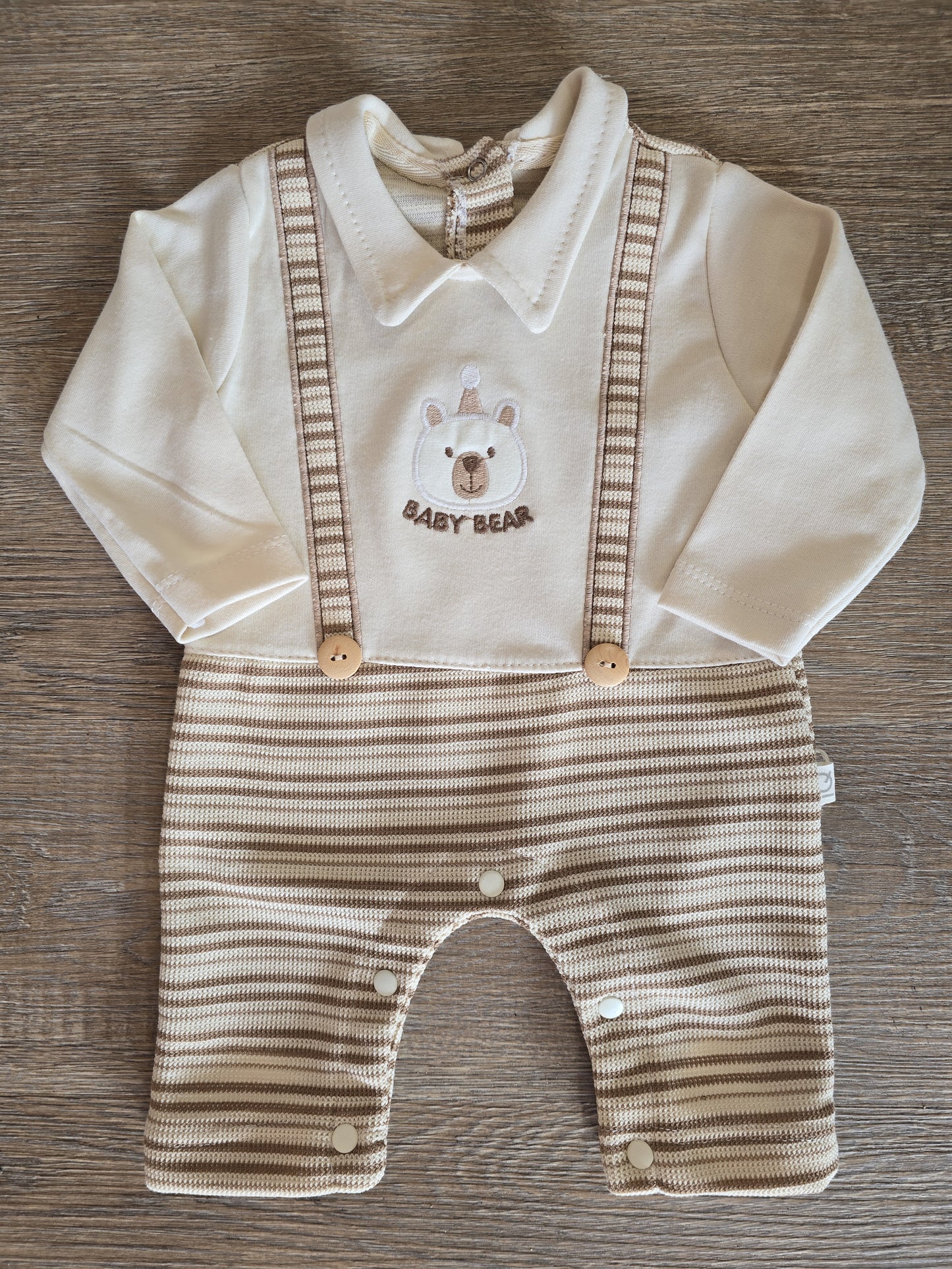 Pyjama bébé Baby Bear rayé  look salopette 100 % coton ref 1157 ALL FOR KIDS