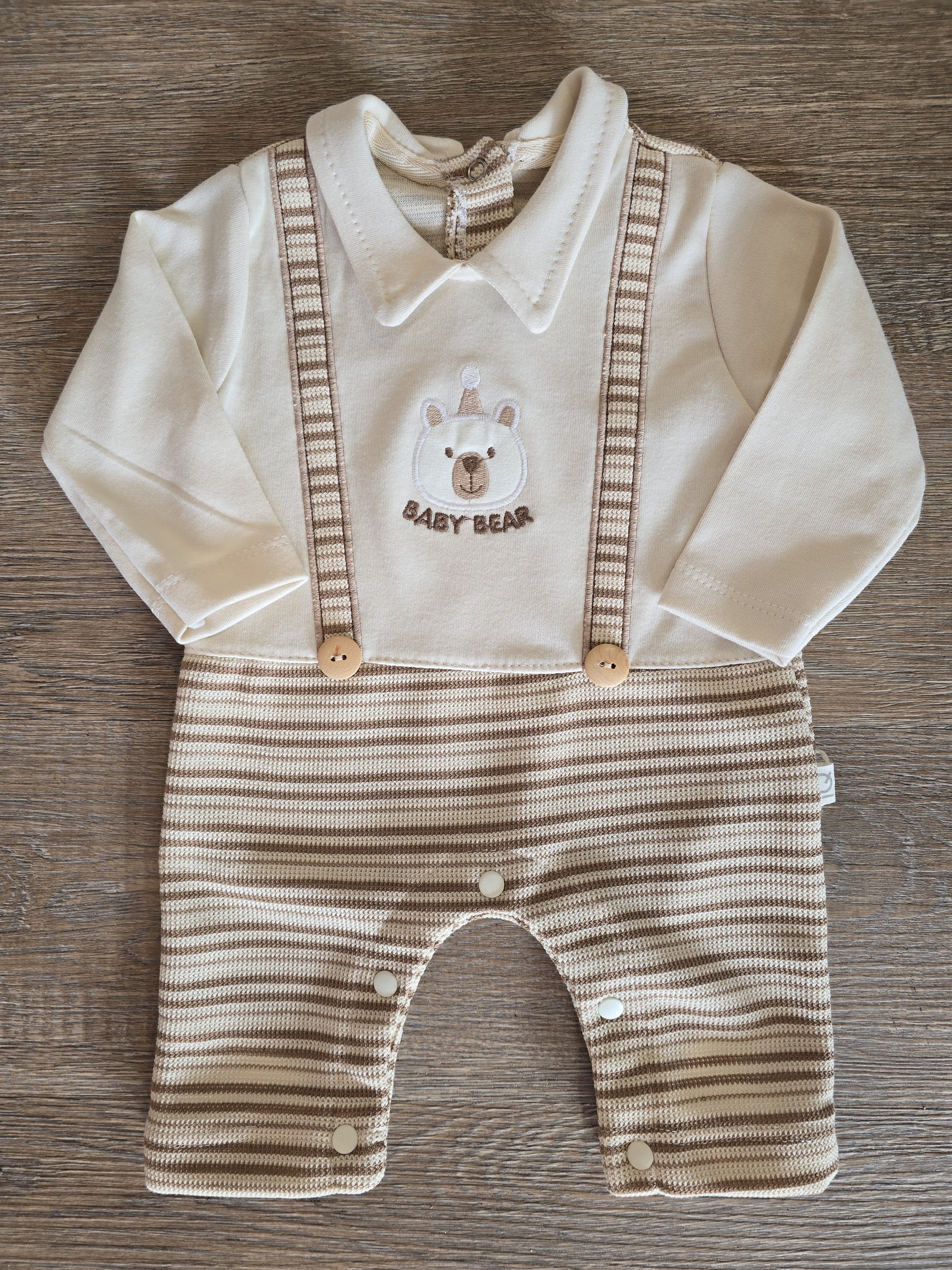 Pyjama bébé Baby Bear rayé  look salopette 100 % coton ref 1157 ALL FOR KIDS
