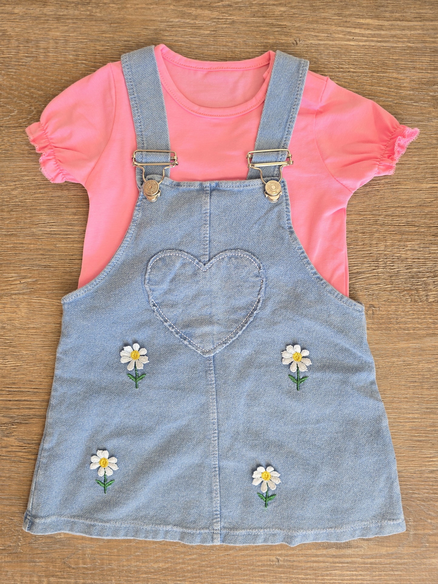 Ensemble bébé fille robe salopette denim et tee-shirt taille de 9 à 24 mois 100% coton ref 0369 ALL FOR KIDS