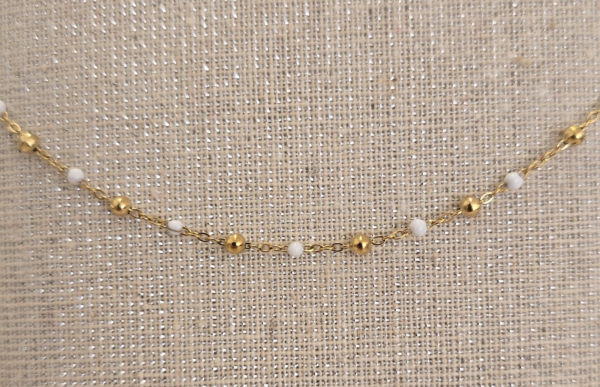 Bracelet femme perles blanches et perles dorées ALL FOR KIDS