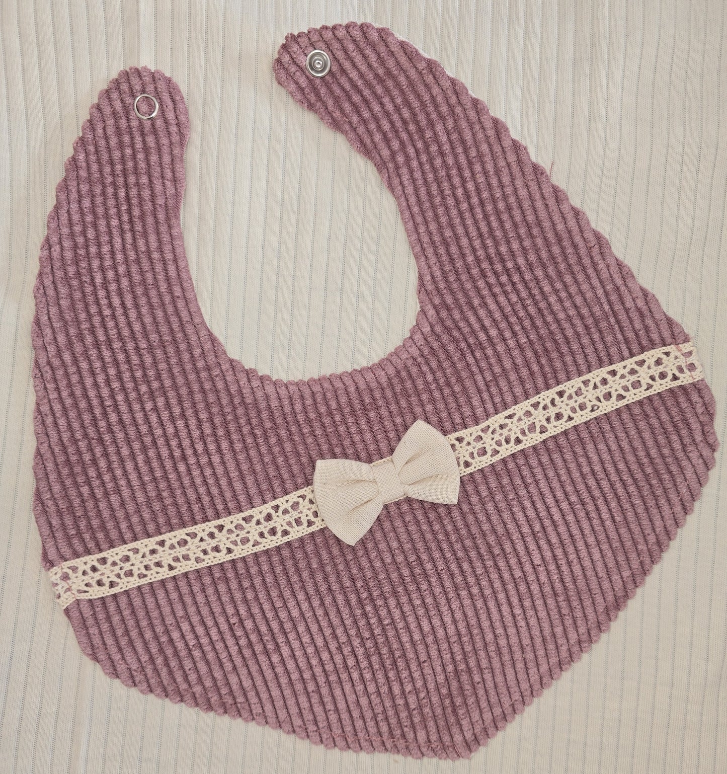 Bavoir bébé coton côtelé avec nœud Lot de 2 bleu et rose ref 034 ALL FOR KIDS