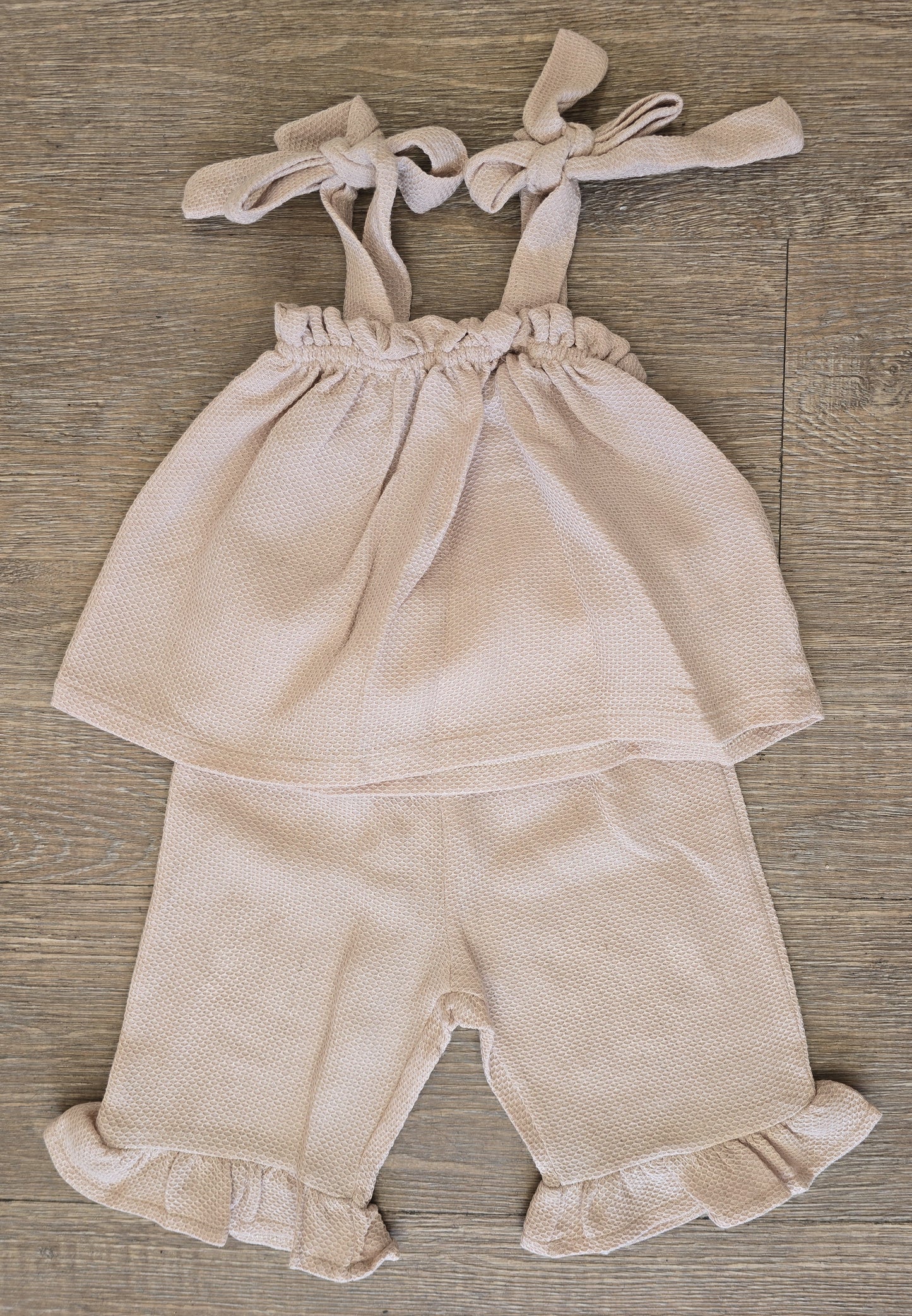 Ensemble bébé fille gaze coton beige, rose, crème taille de 3 à 12 mois ref 27 ALL FOR KIDS