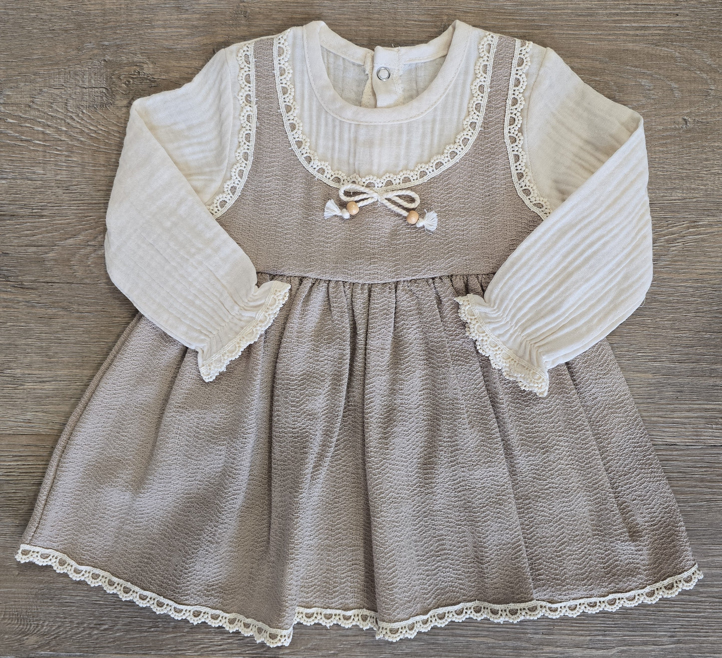 Robe bébé vintage beige 9 à 24 mois ref 2152 ALL FOR KIDS