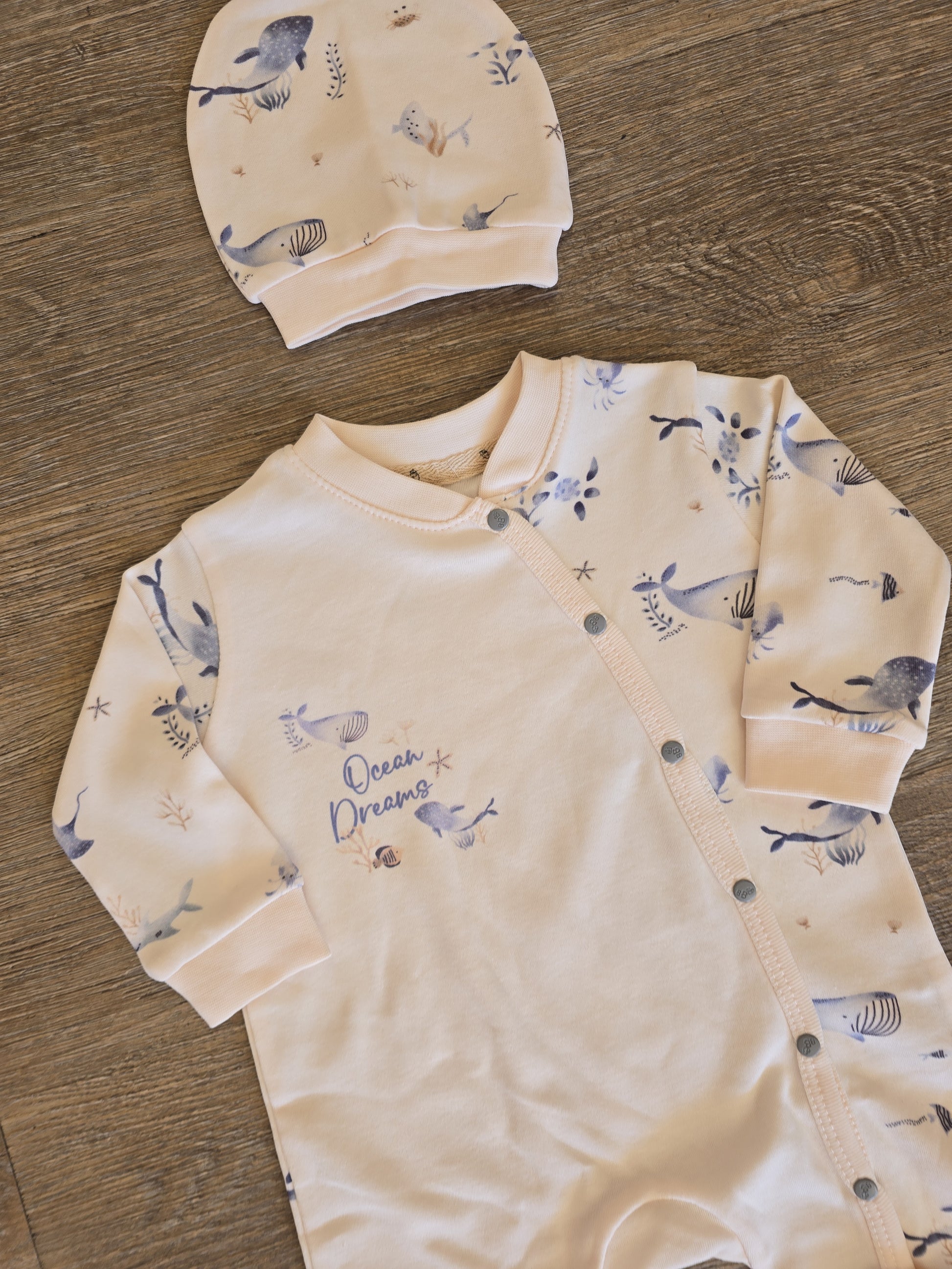 Pyjama bébé garçon avec bonnet coton taille de 0 à 6 mois marin ref 15 ALL FOR KIDS