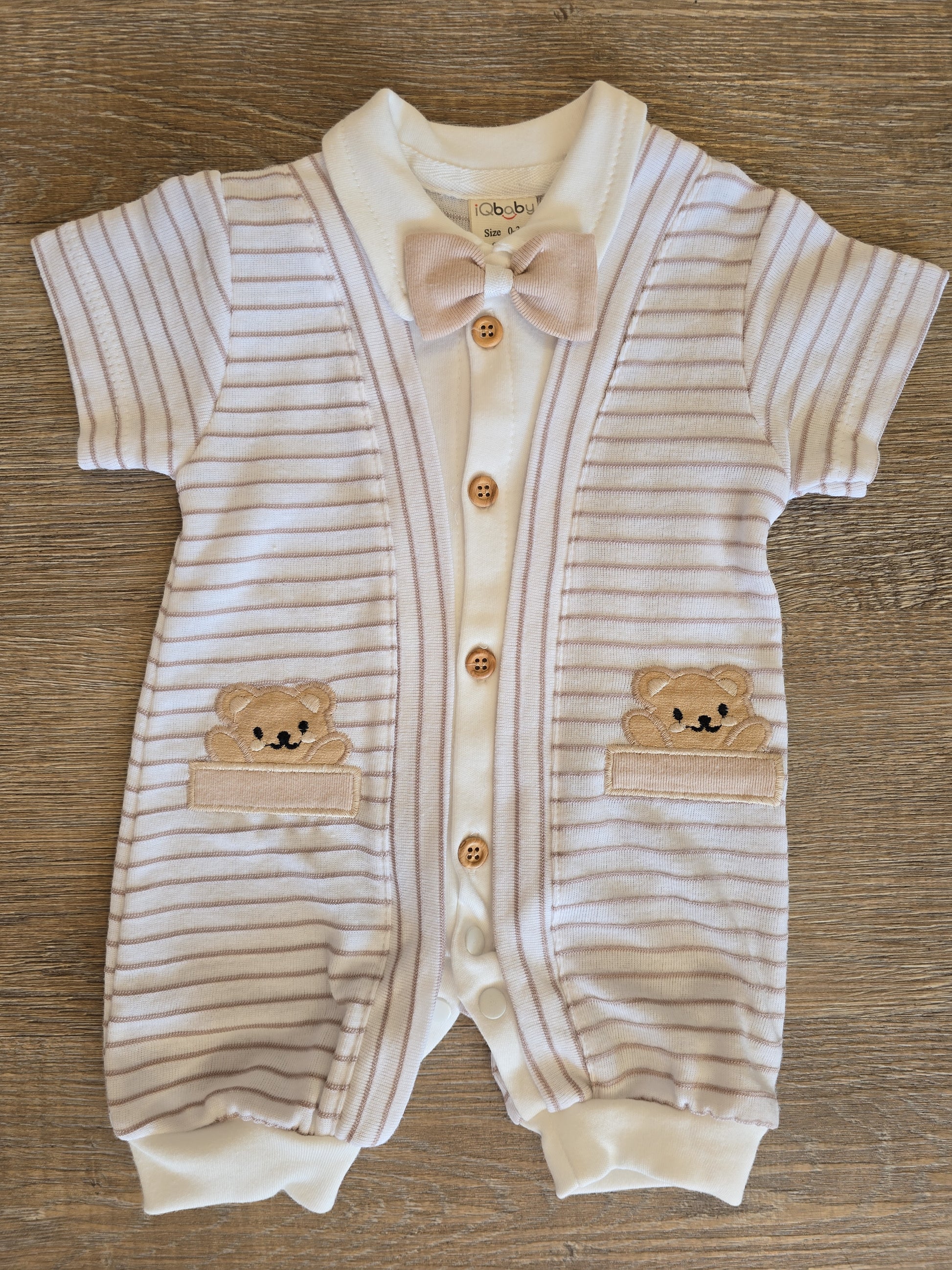 Combinaison bébé avec nœud papillon taille de 0 à 6 mois 100% coton ref 1200 ALL FOR KIDS