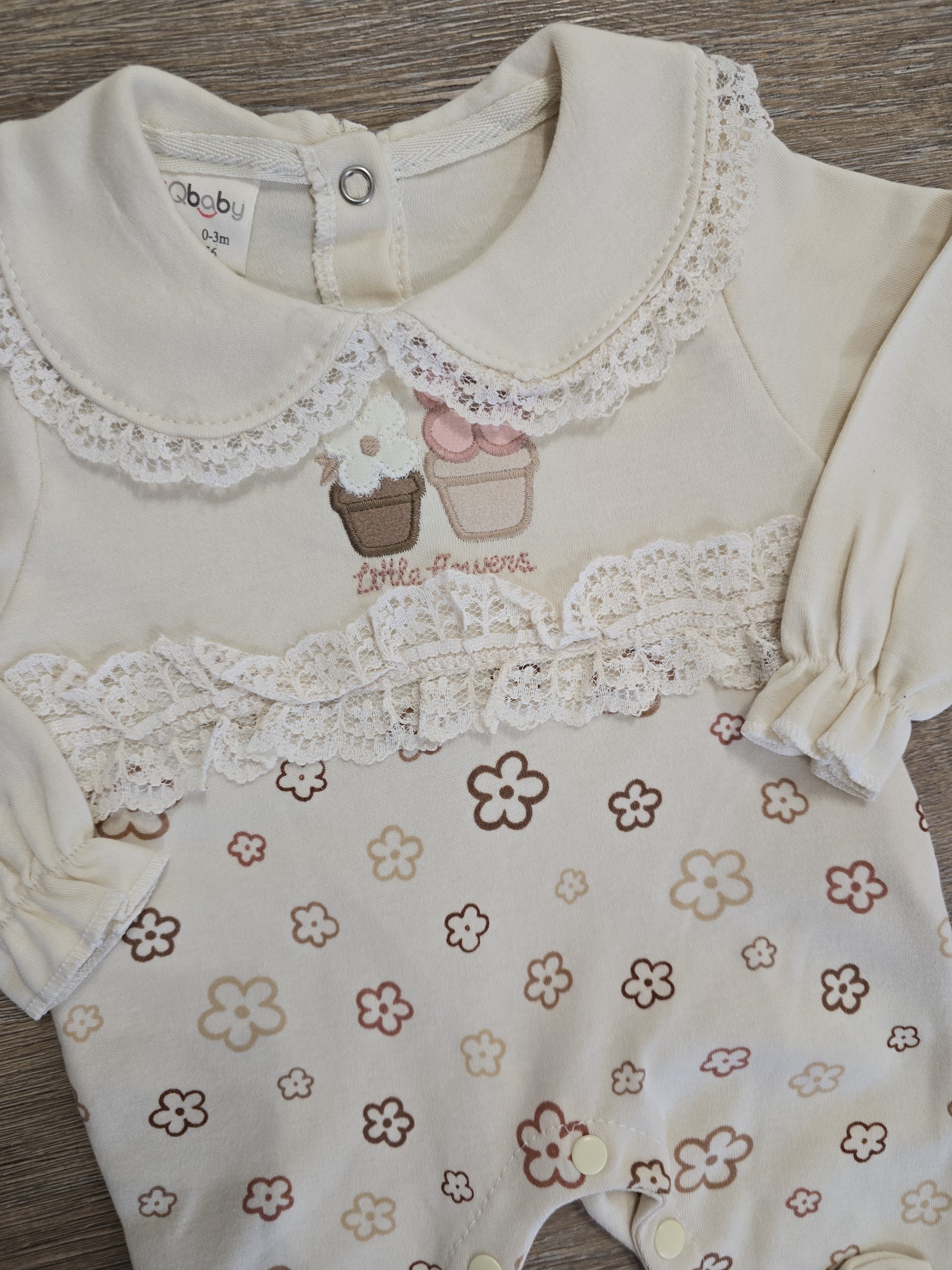 Pyjama bébé fille rose motif fleur taille de 3 à 9 mois 100% coton ref 1153 ALL FOR KIDS