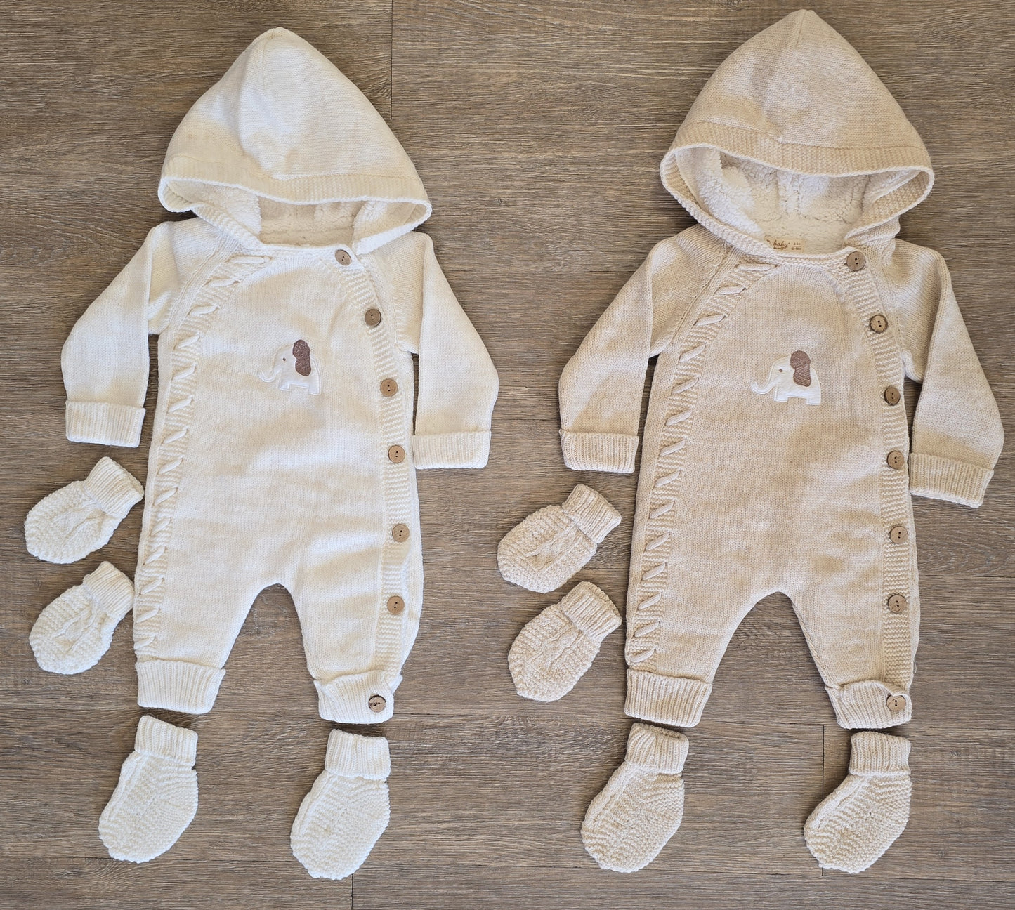 Combinaison Unisexe éléphant bébé hiver avec capuche moufles et chaussettes 100% laine et coton  ref 710 ALL FOR KIDS