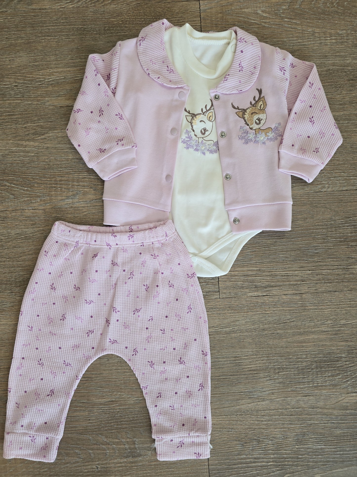 Ensemble bébé fille gillet body pantalon taille 3 à 9 mois ALL FOR KIDS