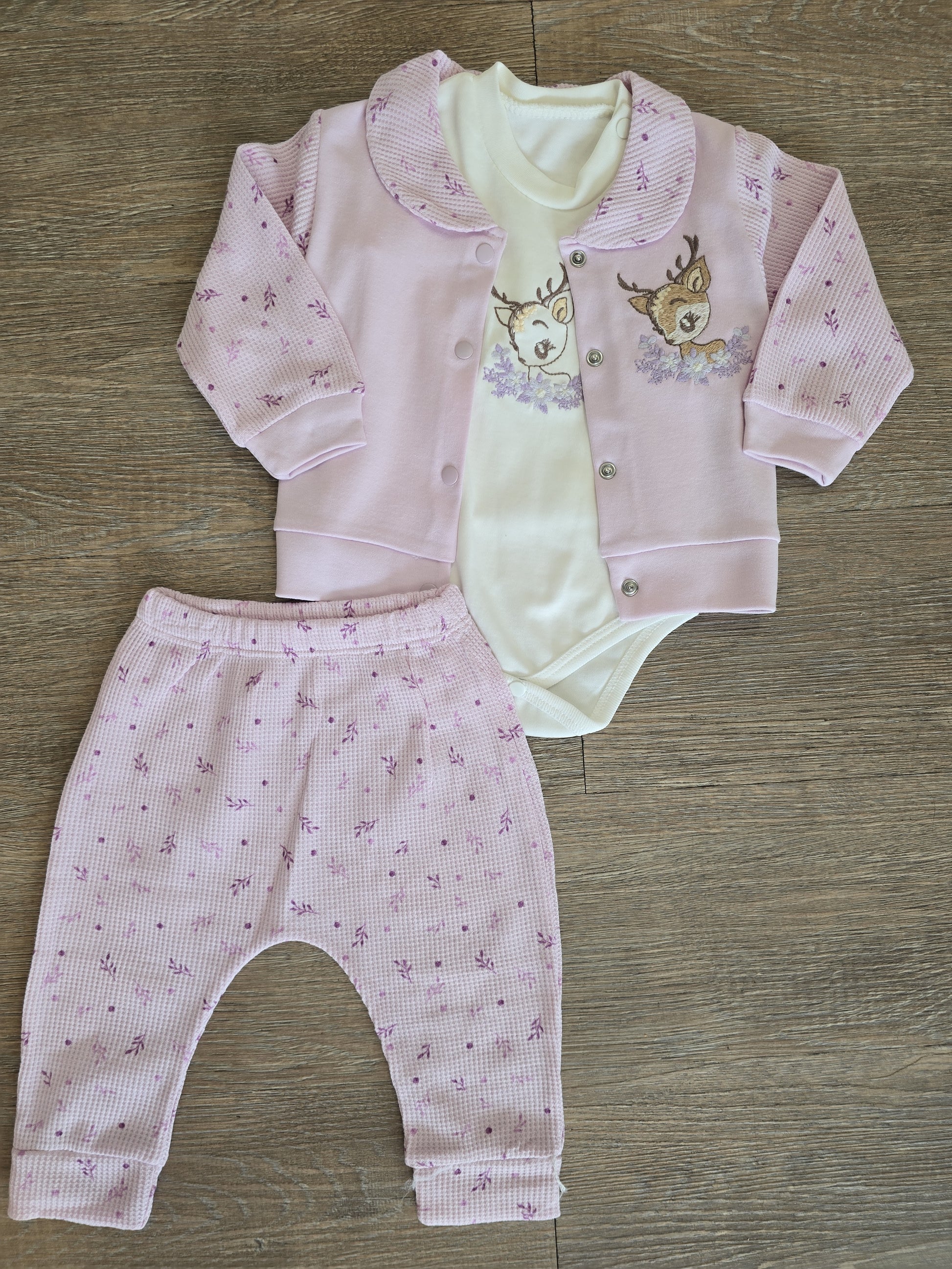 Ensemble bébé fille gillet body pantalon taille 3 à 9 mois ALL FOR KIDS
