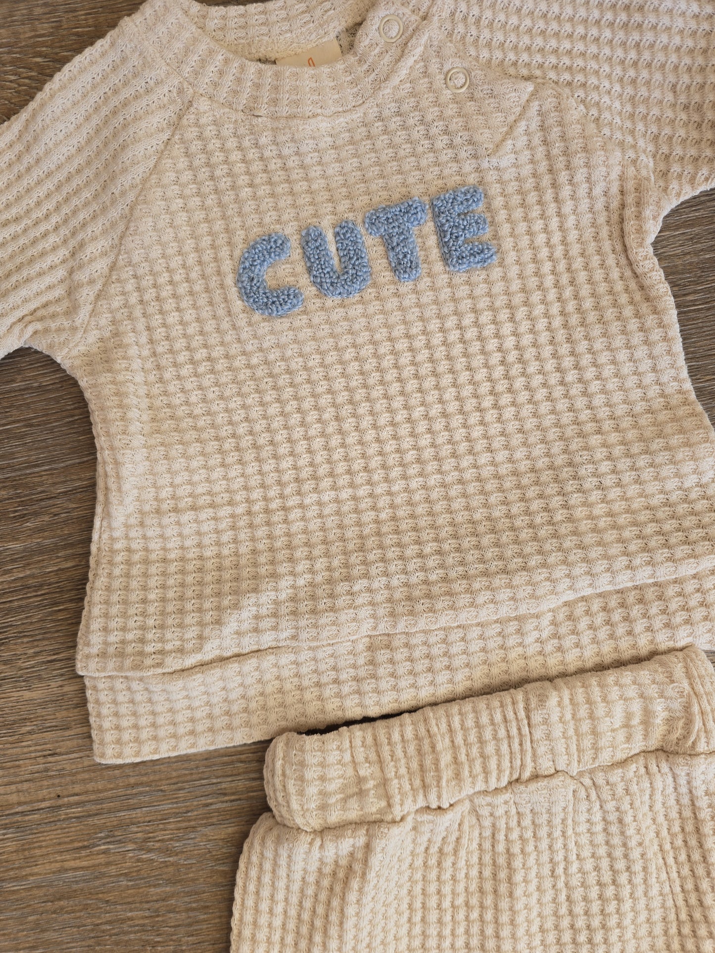 Ensemble bébé garçon coton 2 pièces beige cute taille de 3 à 12 mois ref 29 ALL FOR KIDS