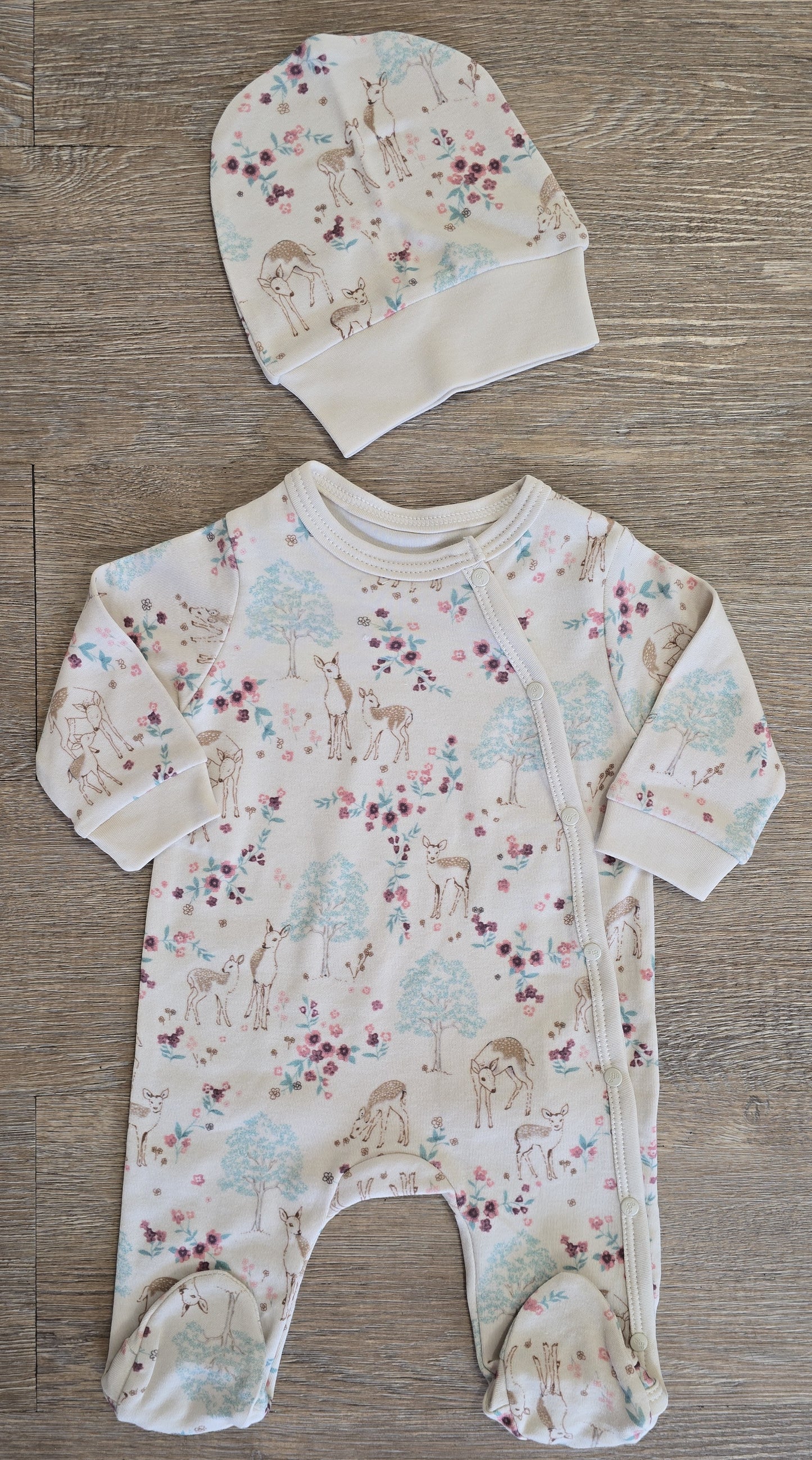 Pyjama bébé fille et bonnet assorti taille de 0 à 6 mois 100% coton ref 3124 ALL FOR KIDS