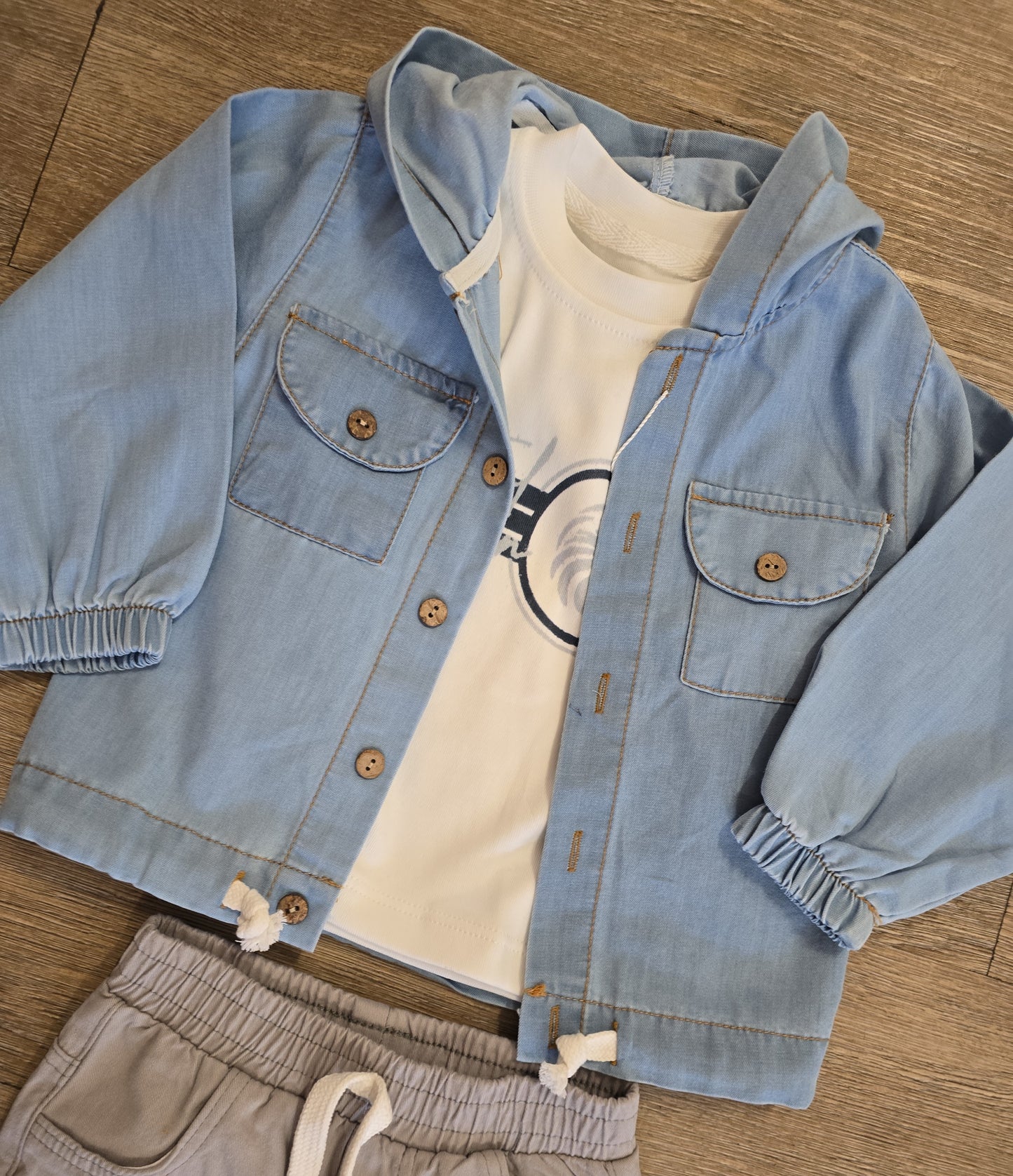 Ensemble bébé garçon veste bleu tee-shirt et pantalon taille de 6 à 18 mois 100% coton ref 6063