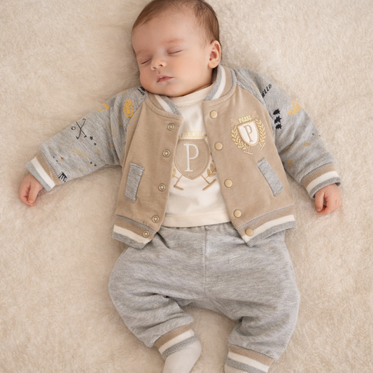 Ensemble bébé garçon 3 pièces coton taille de 0 à 9 mois ref 1099 ALL FOR KIDS