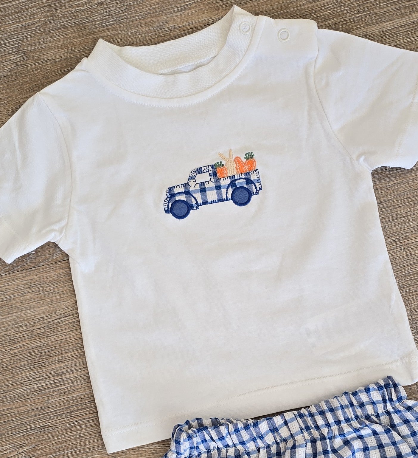 Ensemble bébé fille coton carreaux camion taille de 6 à 18 mois ref 28 ALL FOR KIDS