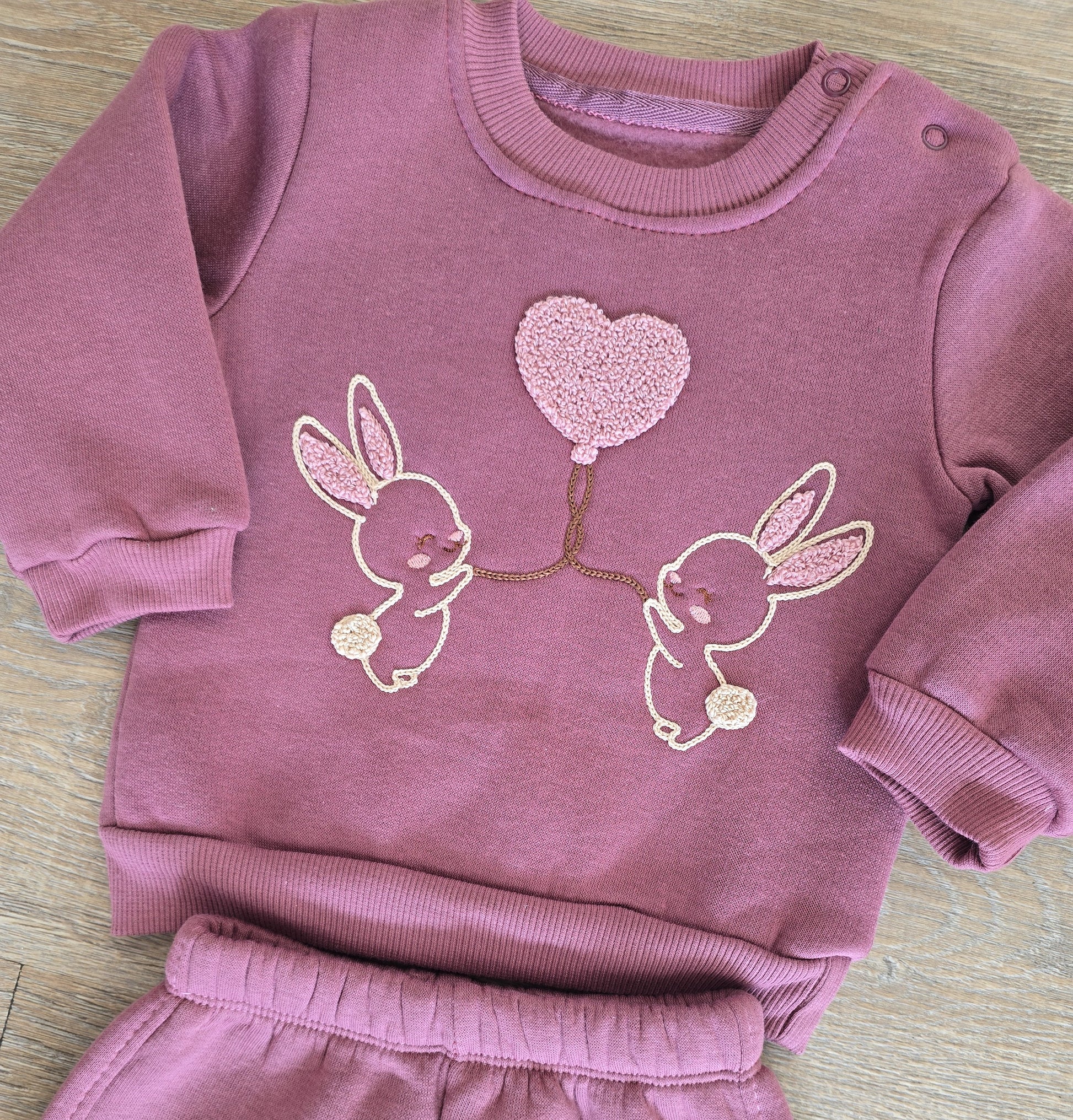 Ensemble bébé fille coton prune brodé taille de 9 à 18 mois ref 767 ALL FOR KIDS