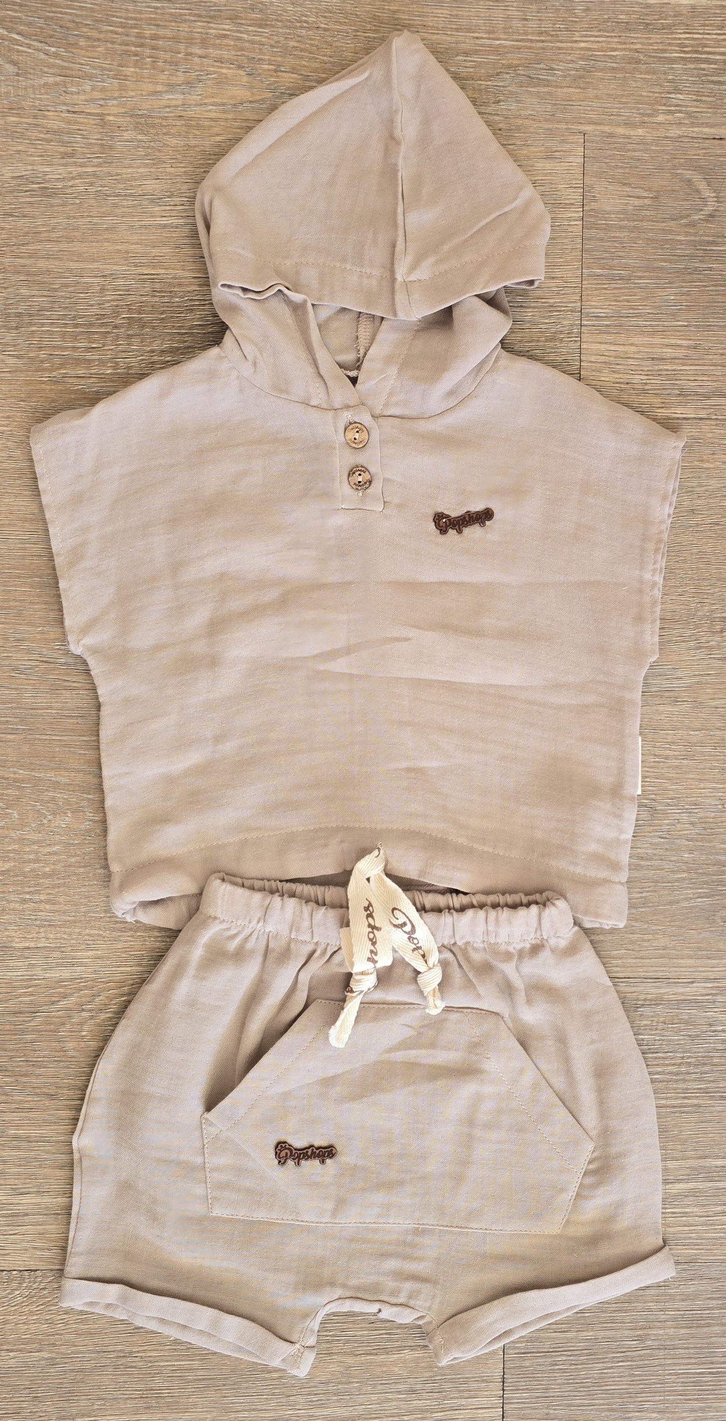 Ensemble bébé garçon gaze de coton beige taille de 3 à 12 mois ref 26 ALL FOR KIDS