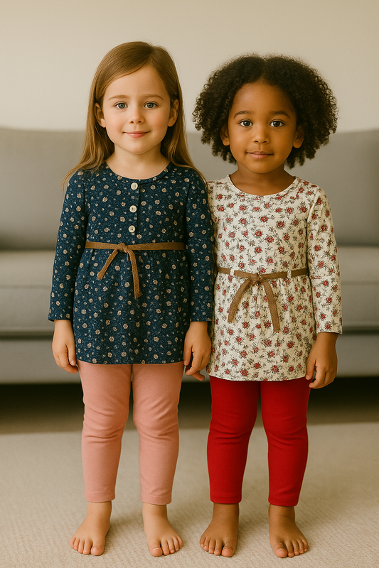 Ensemble fille fleuri avec legging – 3 à 6 ans ref 5518 ALL FOR KIDS