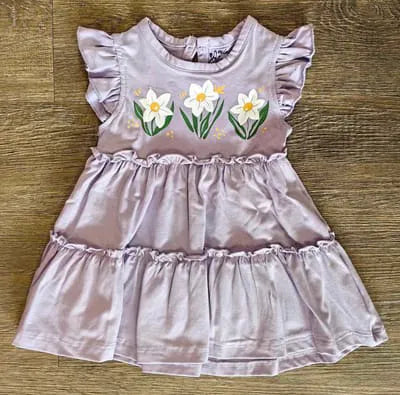 Robe bébé violette à fleurs dernière taille 9 mois cton doux ref 1616 ALL FOR KIDS
