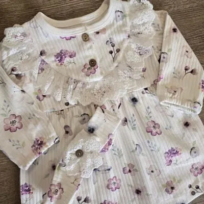 Robe fleurie bébé avec bandeau 100% coton taille de 3 à 9 mois ref 3022 ALL FOR KIDS