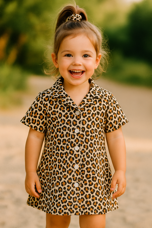 Robe léopard fille avec chouchou taille de 1 à 4 ans ref 7325 ALL FOR KIDS