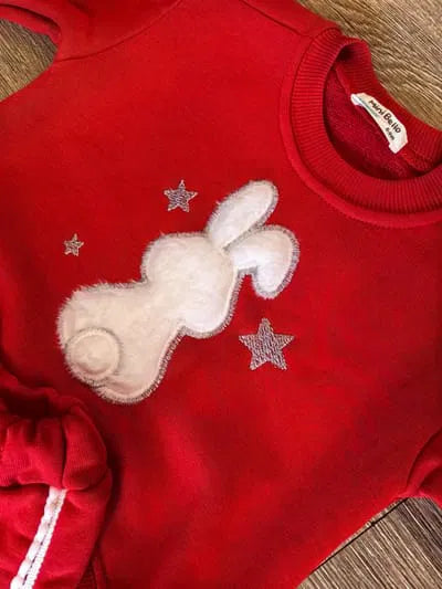 Ensemble bébé rouge dernière taille 9 mois motif lapin Chaud ref 7067 ALL FOR KIDS