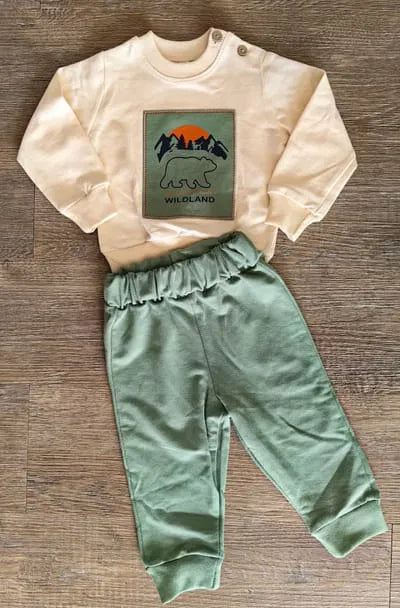 Sweat Wildland motif ours et montagne bébé garçon 100 % coton All for Kids