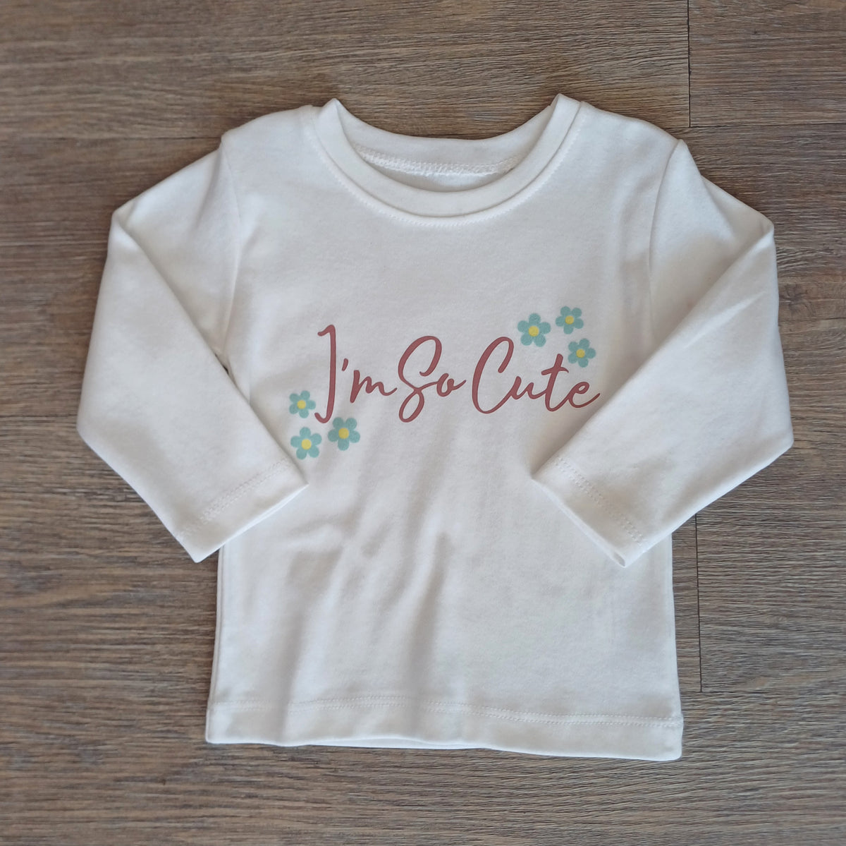T-shirt blanc bébé fille « I'm So Cute » en 100 % coton - All for Kids