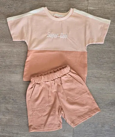 Tee-shirt garçon Super Cool avec short marine 100 % coton