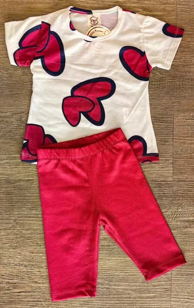 Ensemble fille dernière taille 3 ans Tee-shirt cœur & legging court ref 4142 ALL FOR KIDS