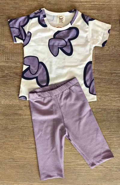 Ensemble fille dernière taille 3 ans Tee-shirt cœur & legging court ref 4142 ALL FOR KIDS