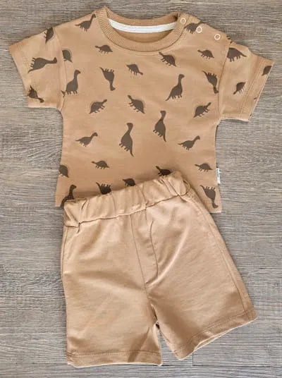 Tenue été bébé garçon dinosaures avec tee-shirt et short