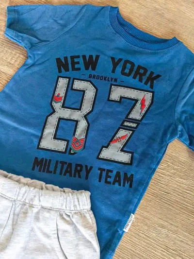 Tenue été bébé garçon New York 87 100 % coton avec short