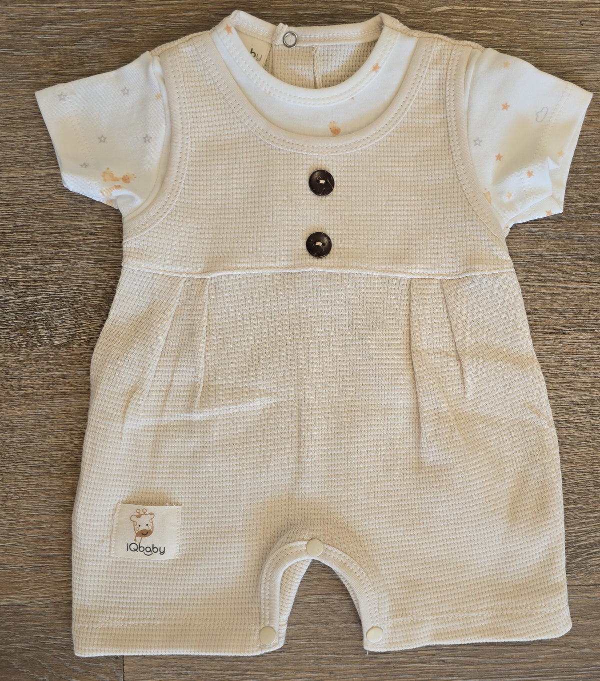 Tenue été bébé mixte barboteuse crème en coton