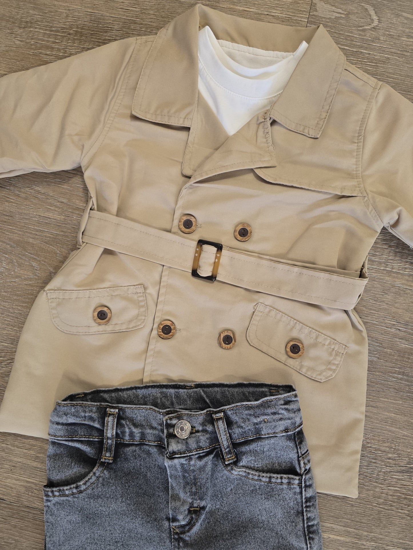 Ensemble garçon trench & jean chic 3 pièces coton taille de 2 à 5 ans ref 7608 ALL FOR KIDS