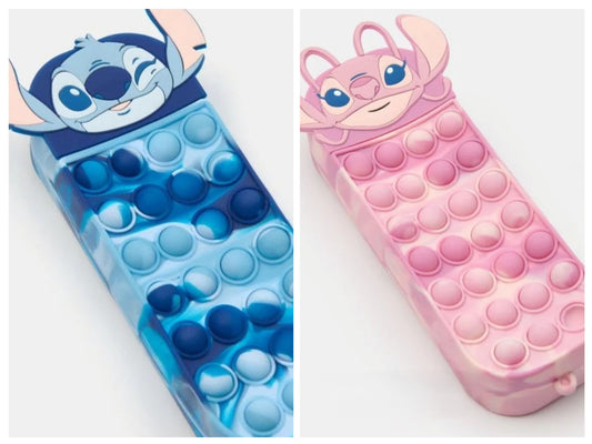 Trousse pop-it Stitch ou Angel Silicone anti-stress rose ou bleu ref 052 ALL FOR KIDS