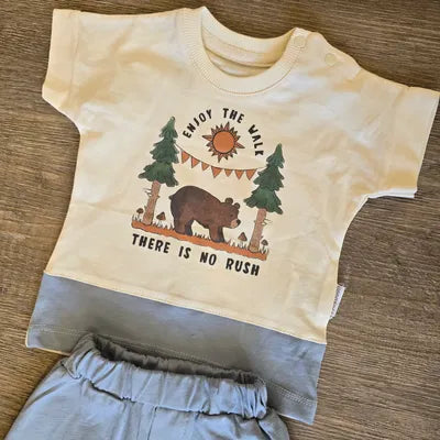 Ensemble bébé garçon ours Tee-shirt & short coton taille de 3 à 12 mois ref 5004 ALL FOR KIDS