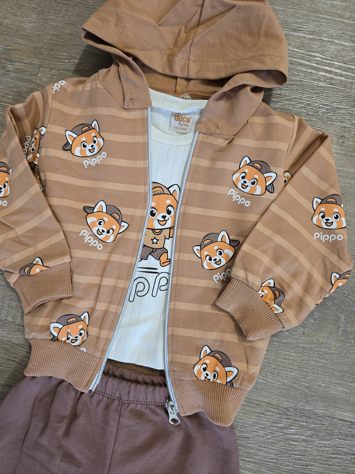 Veste à capuche renard bébé garçon ensemble 3 pièces 100 % coton All for Kids