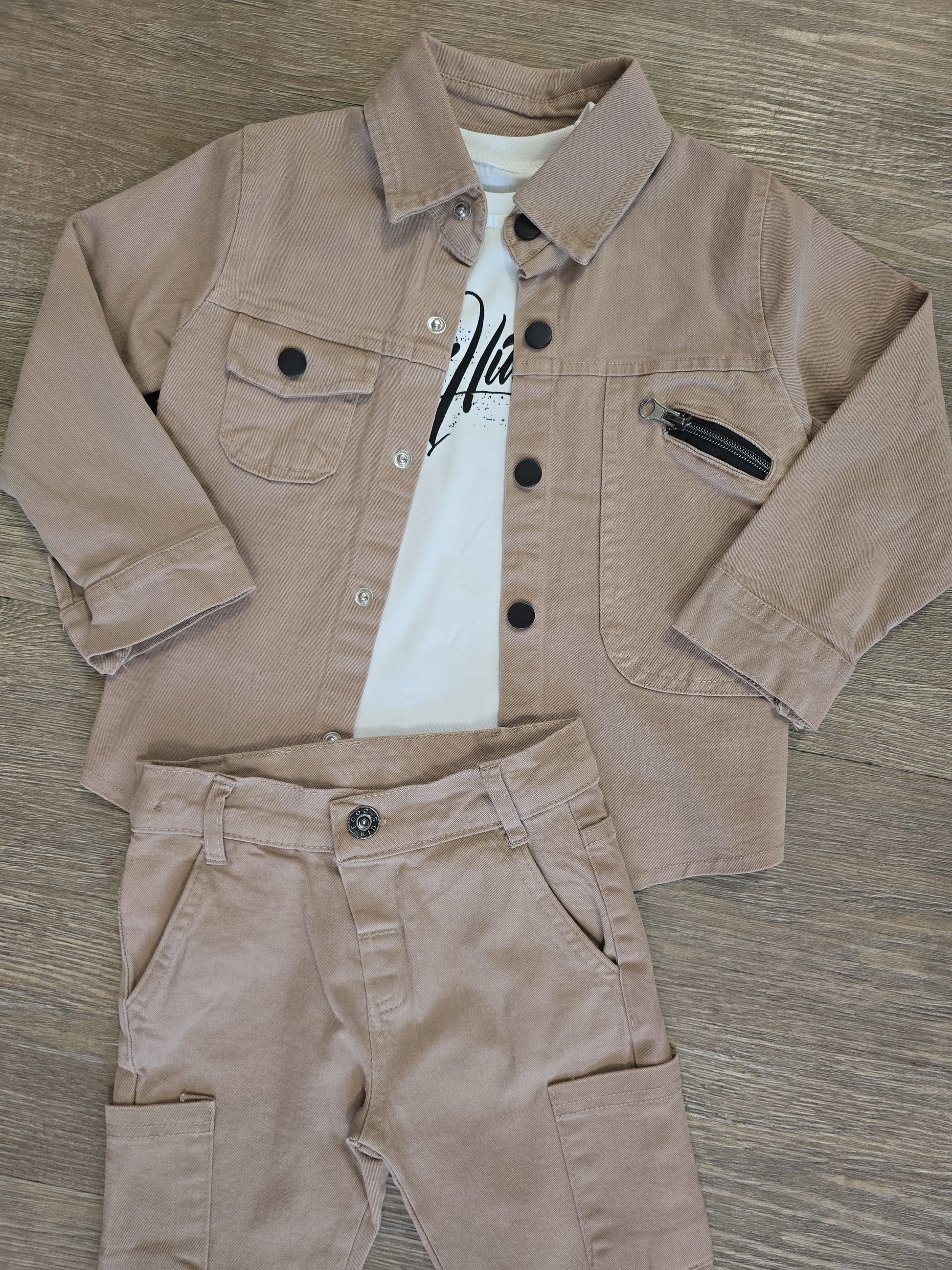 Ensemble garçon cargo 3 pièces coton look urbain taille de 1 à 4 ans  ref 3697 ALL FOR KIDS